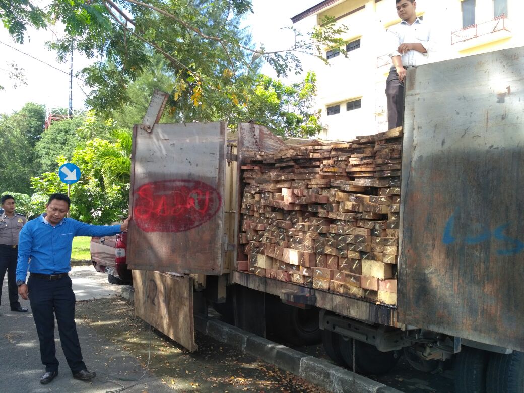 Mobil truk pengangkut kayu ilegal di Aceh Besar diamankan