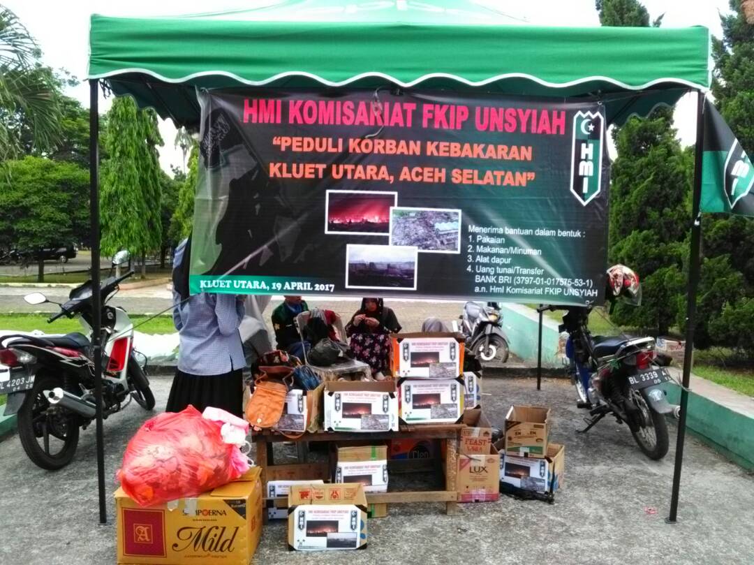 Bantu korban kebakaran, HMI FKIP Unsyiah galang dana dan buka posko