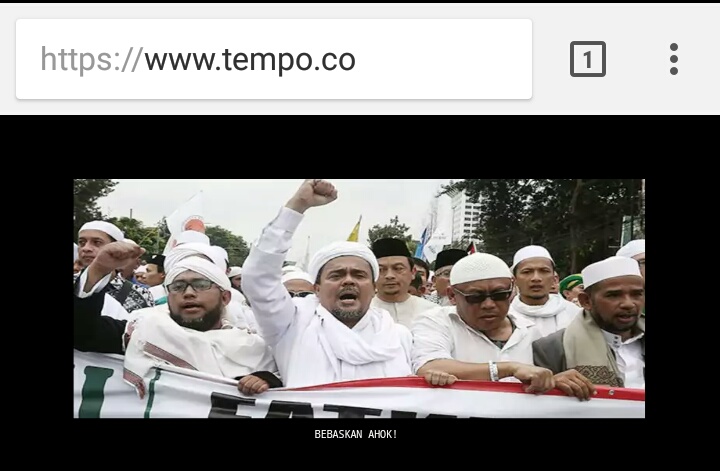 Situs Tempo.co diretas, ada tulisan Bebaskan Ahok