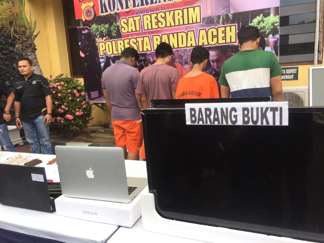 Hasil Curian Rp 160 Juta Untuk Judi Online, 4 Pemuda Dibekuk Polisi di Banda Aceh