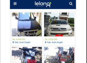Sejumlah Kendaraan Roda Empat dan Roda Dua Milik Pemda Aceh Singkil Pada Situs Lelang.go.id