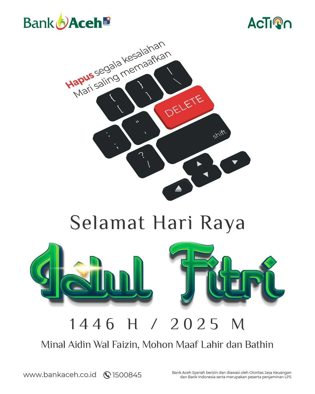 Ucapan idul fitri 1446 H bank Aceh